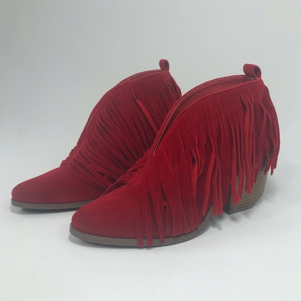 Red Fringe Booties - Picture 3 of 5